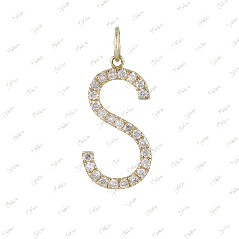 Diamond B/D/K/L/M/R/S/T Initial Charm Pendant – 15mm