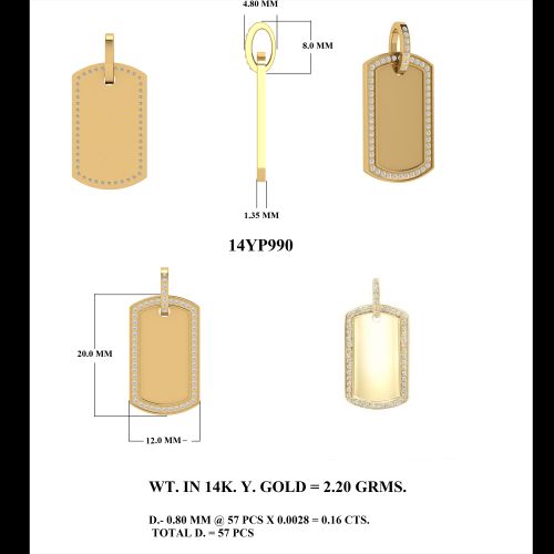 Diamond Framed Dog Tag Pendant