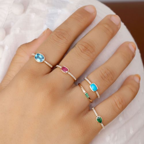 Oval Cut Blue Topaz Ring