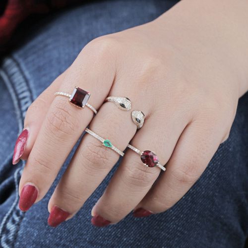 Diamond Double Head Snake Ring