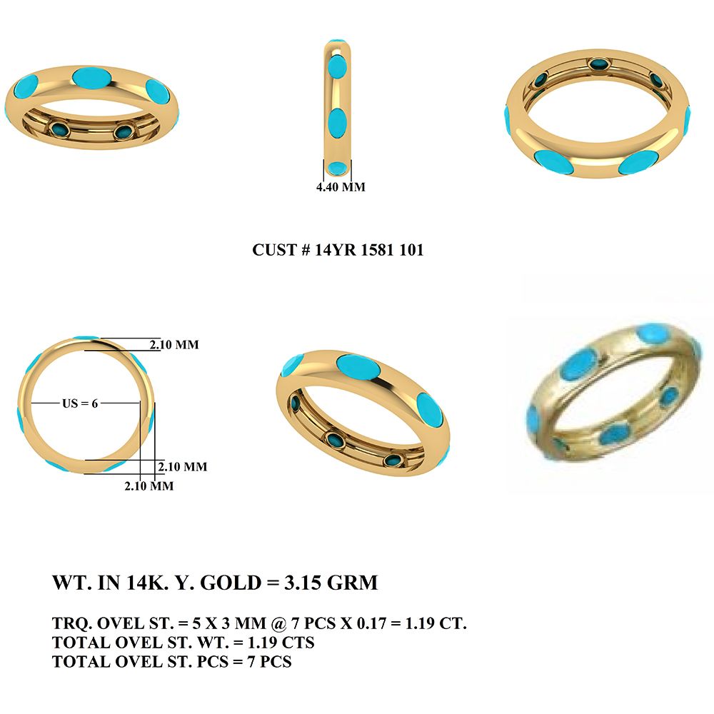 Turquoise Band Ring in US Size 6