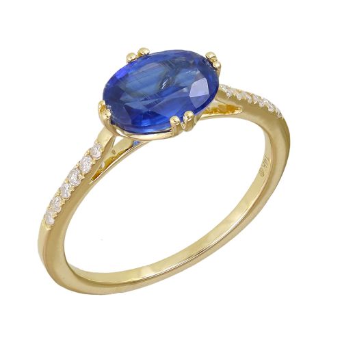 Diamond Kyanite Oval Shape Ring
