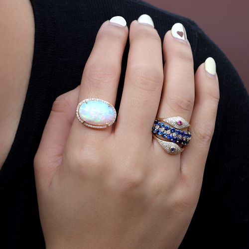 Diamond Ethiopian Opal Ring