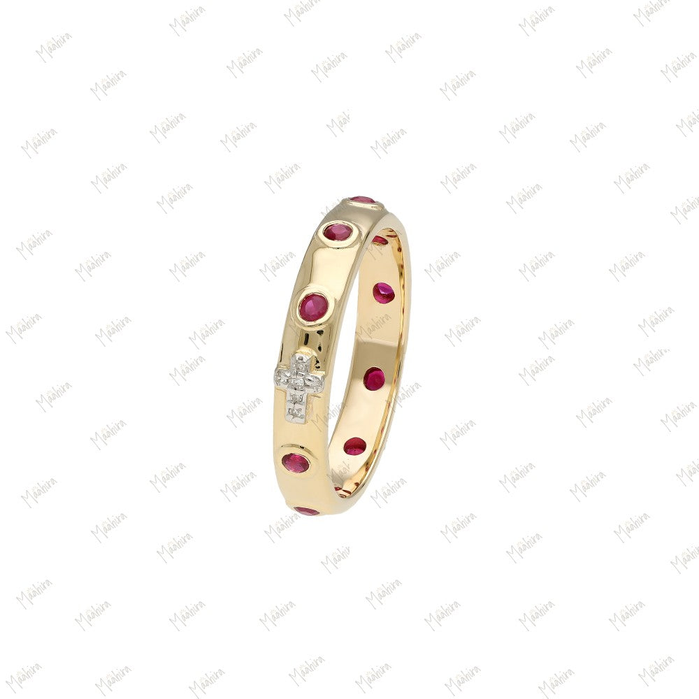 Diamond Ruby Band Ring in US size -7