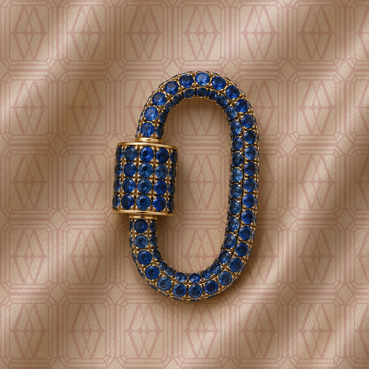 Blue Sapphire Oval Shape Carabiner Lock Charm 12X22mm