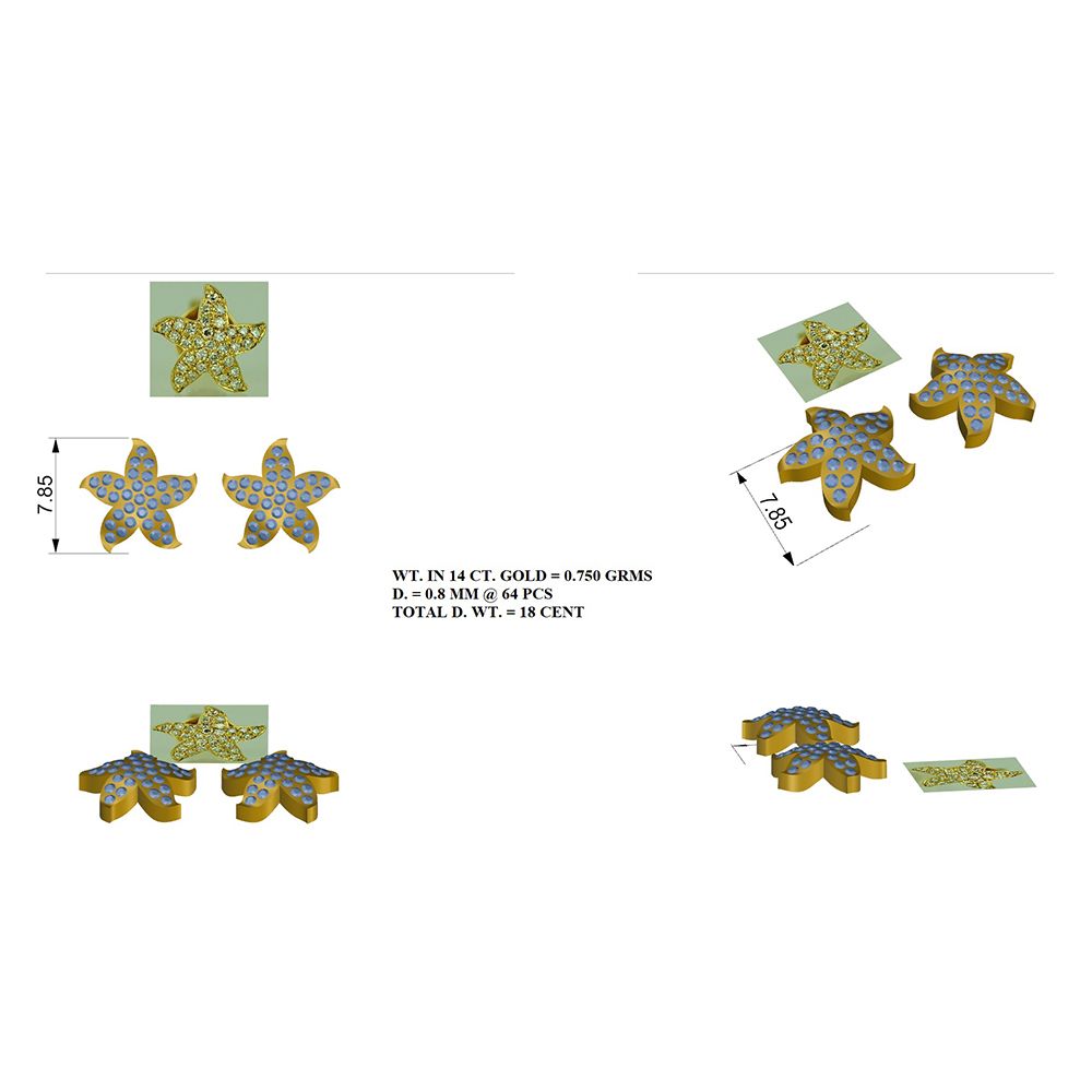 Diamond Starfish Stud