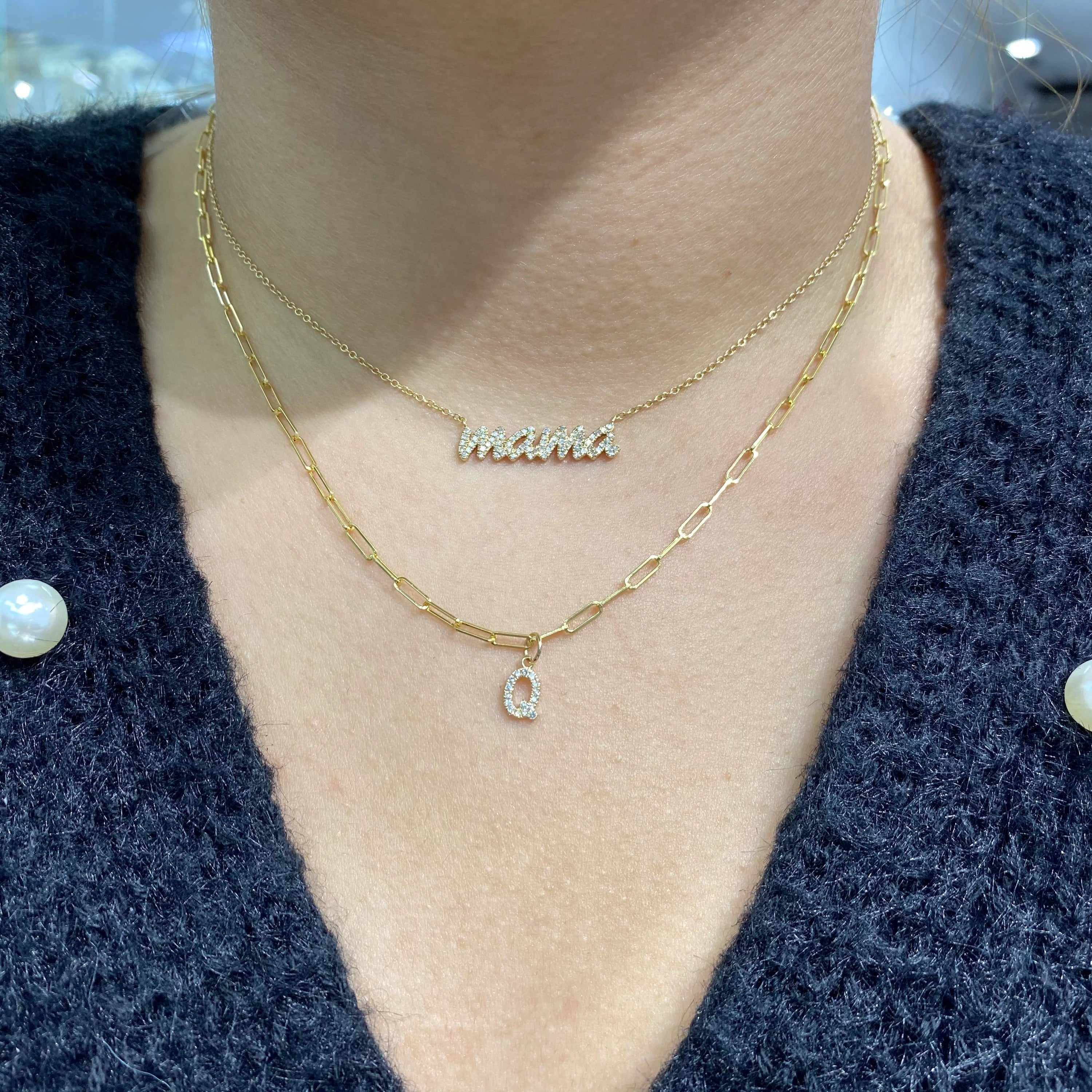"Q" Diamond Charm