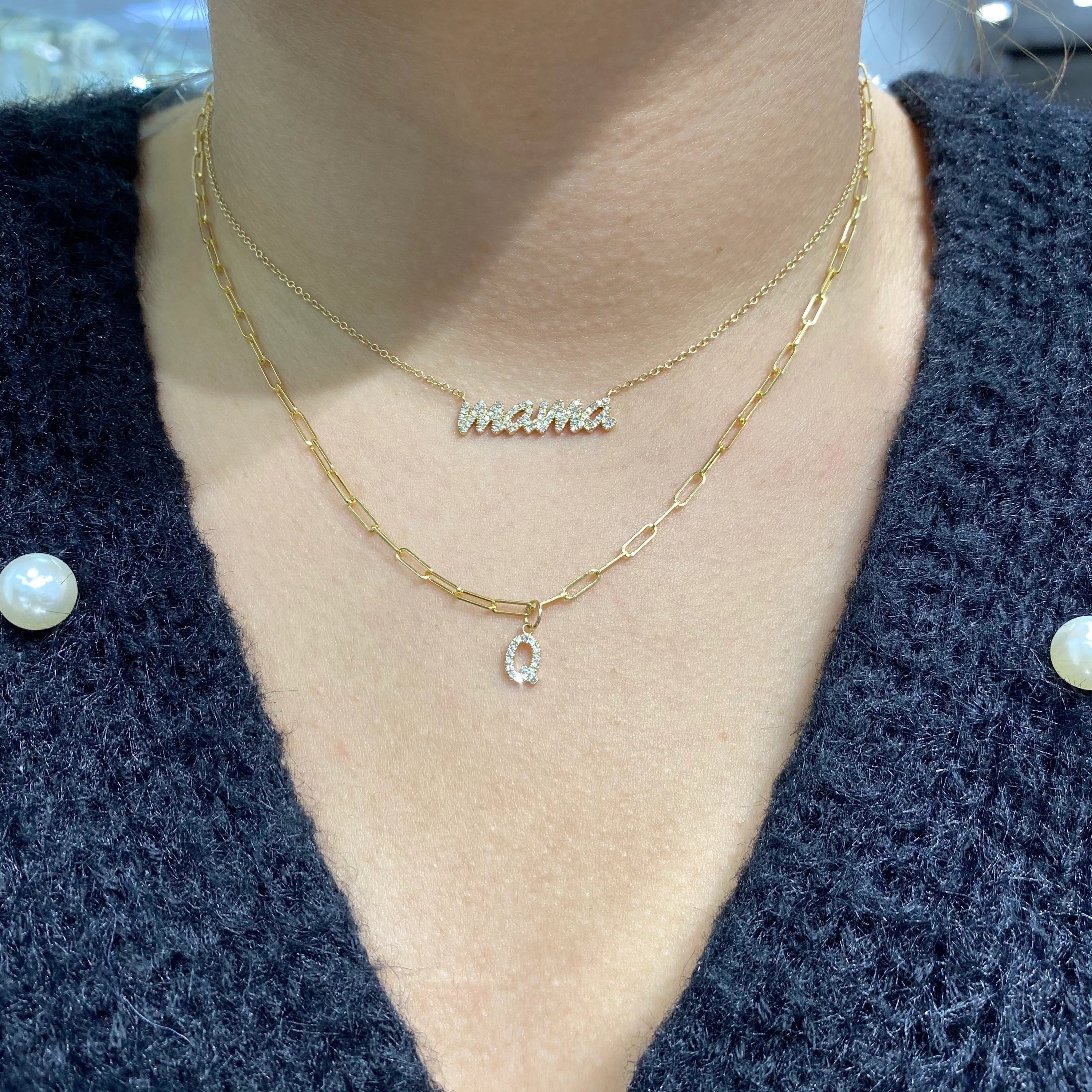 "Q" Diamond Charm