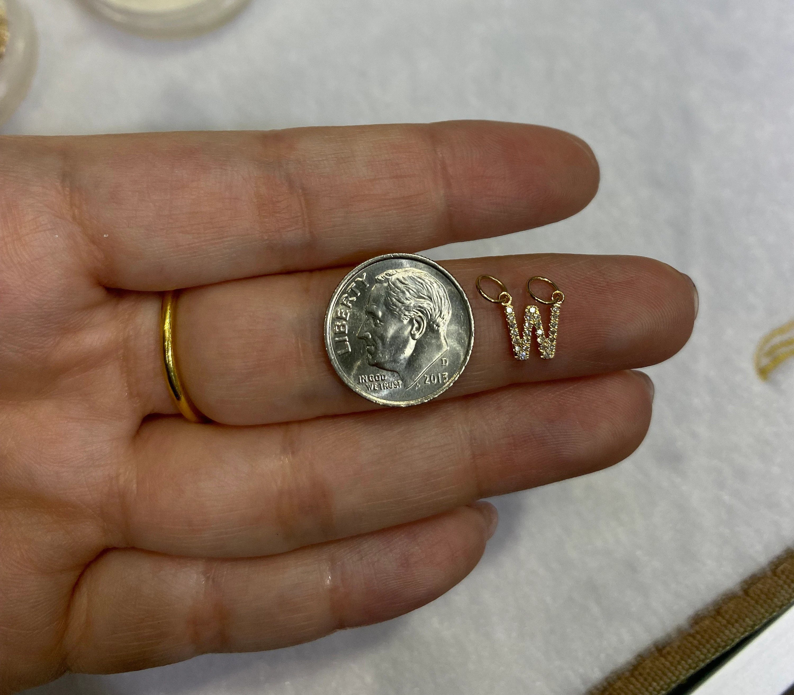 "W" Diamond Charm