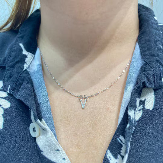 "V" Diamond Charm