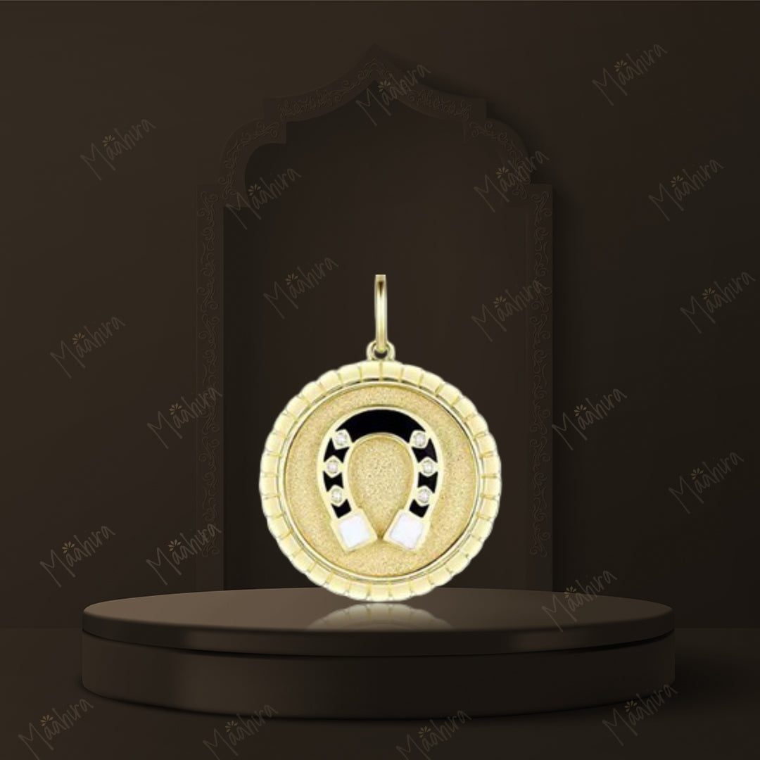Diamond Enamel Horseshoe Pendant 22mm