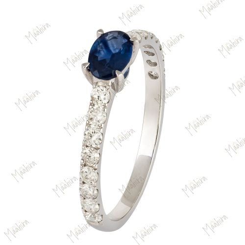 Diamond & Blue Saphire Ring in US Size 6.5