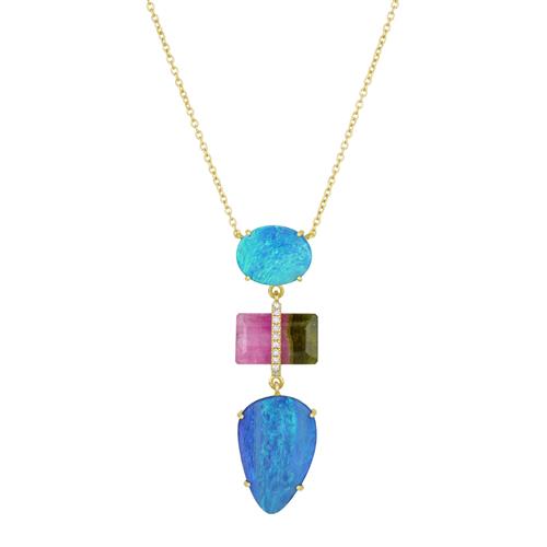 Diamond Tourmaline-Opal Necklace