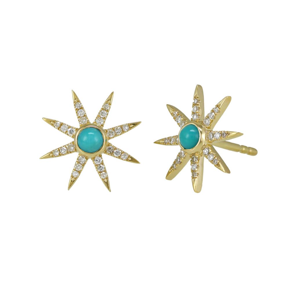 Diamond Star Studs With Turquoise