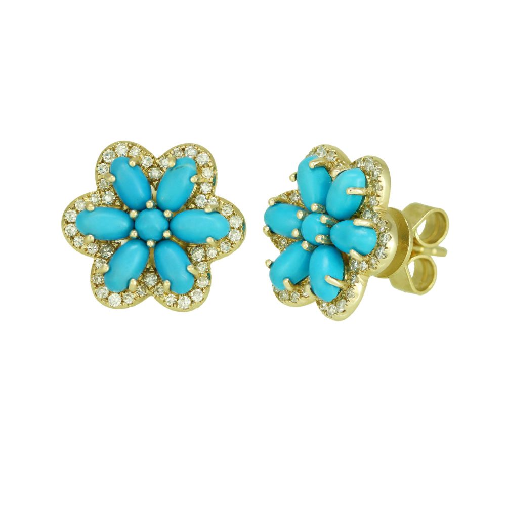 Diamond Turquoise Stud Earrings