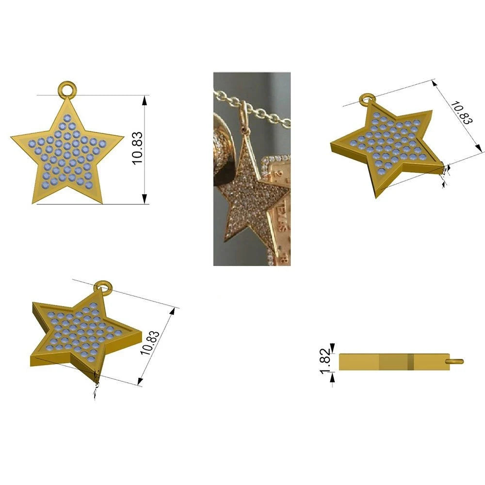 Diamond Star Charm 10mm