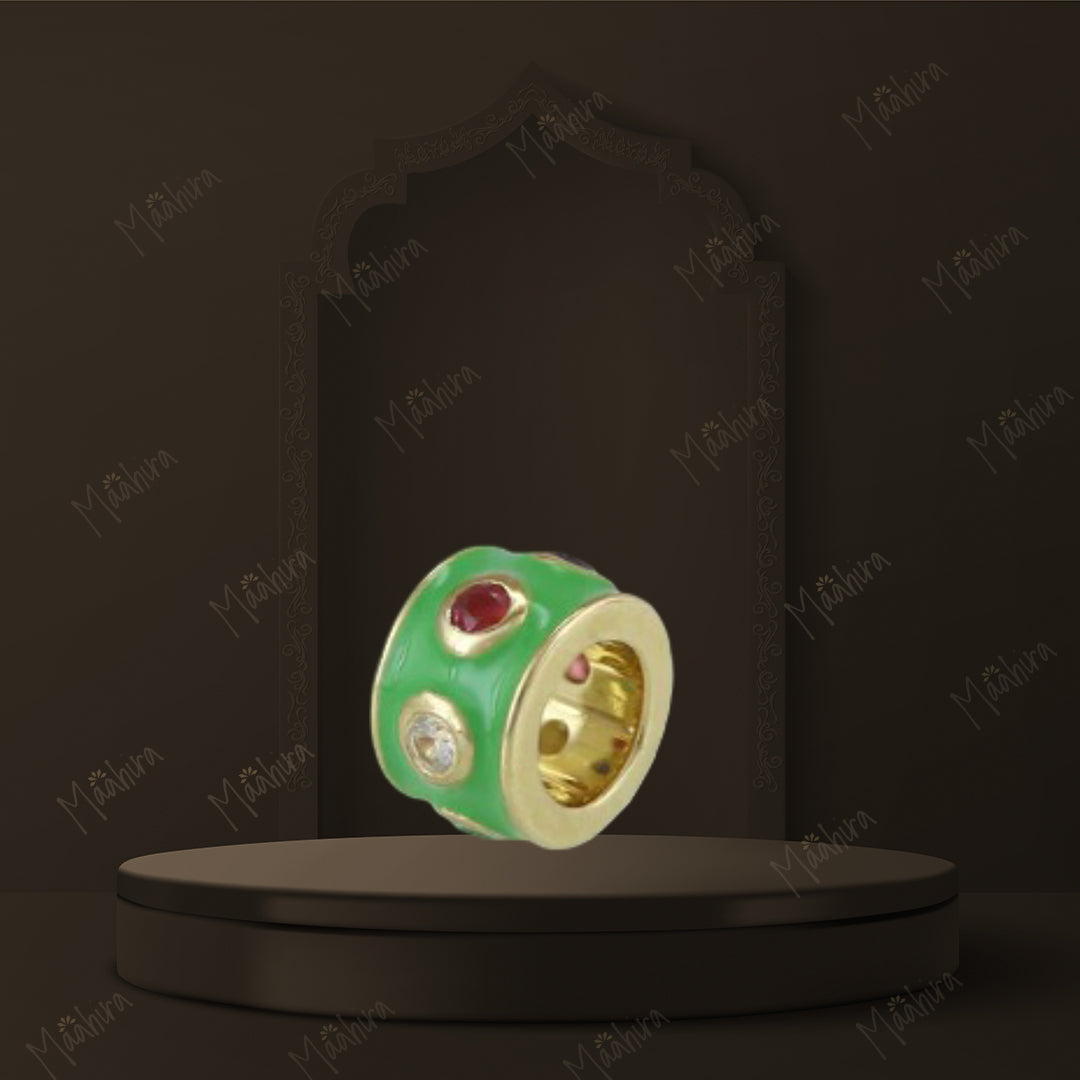 Diamond Pista Enamel Roundel Bead Charm 4mm