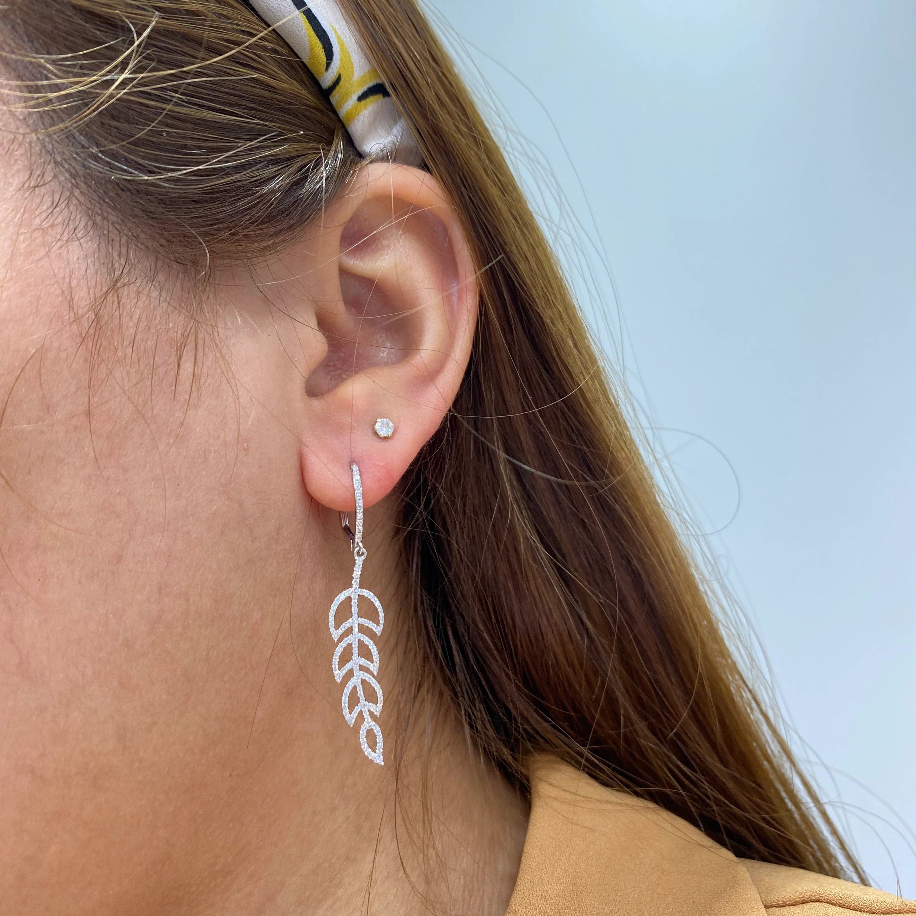 Diamond Feather Danglers