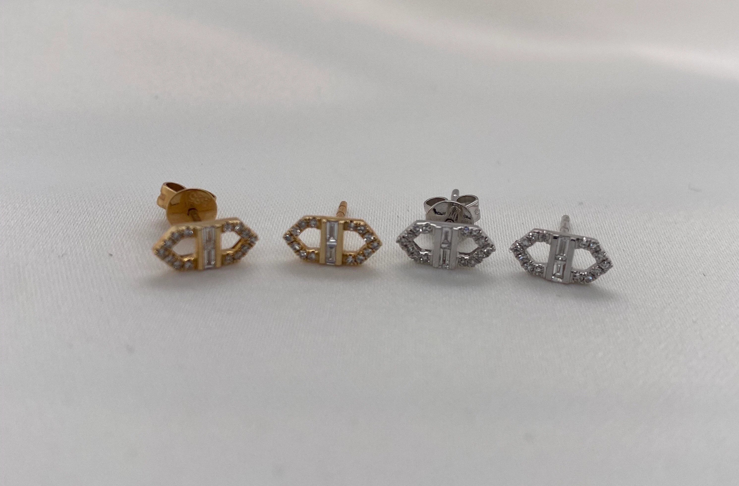 Bridged Frame Diamond Ear Studs