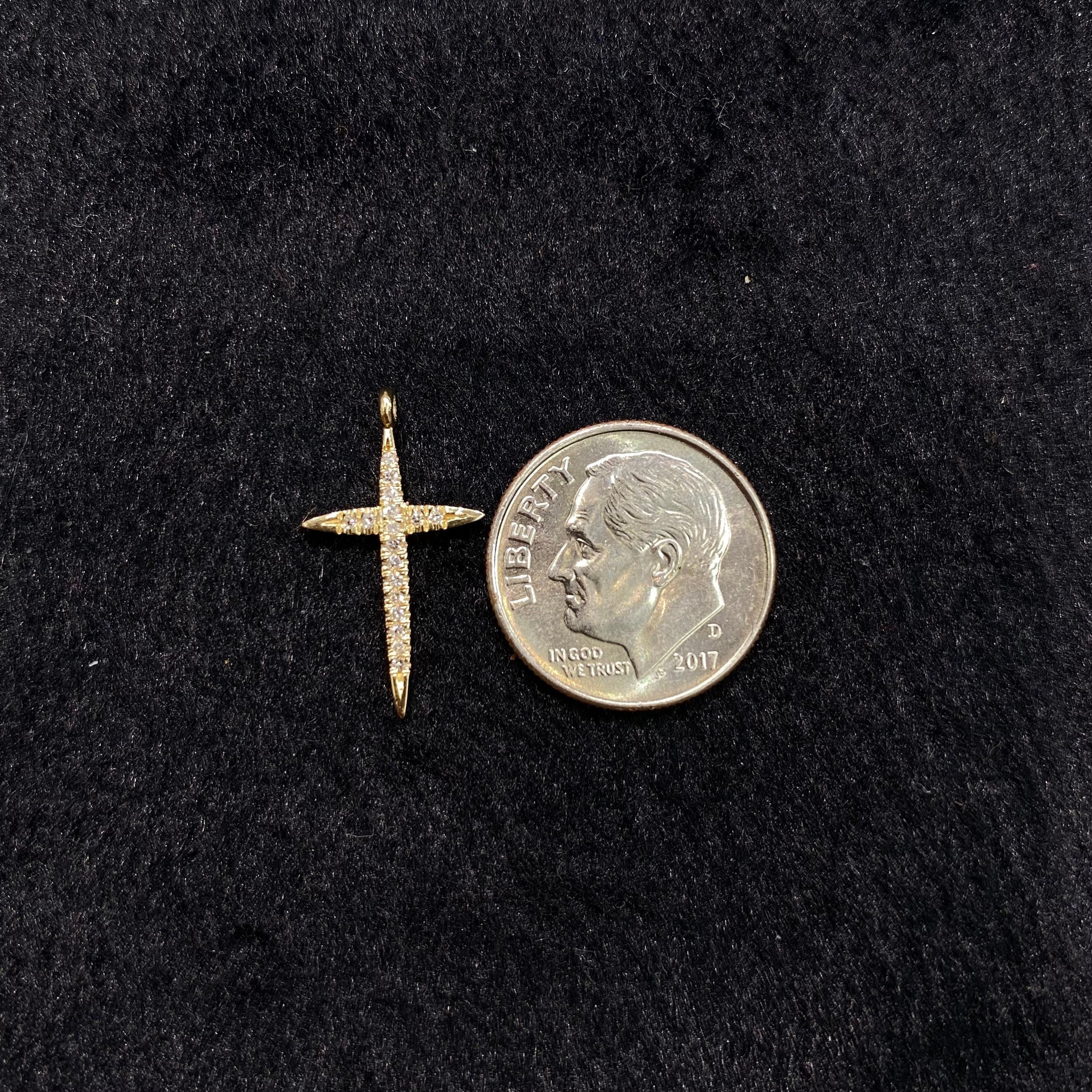 Diamond Cross Charm 12X20mm