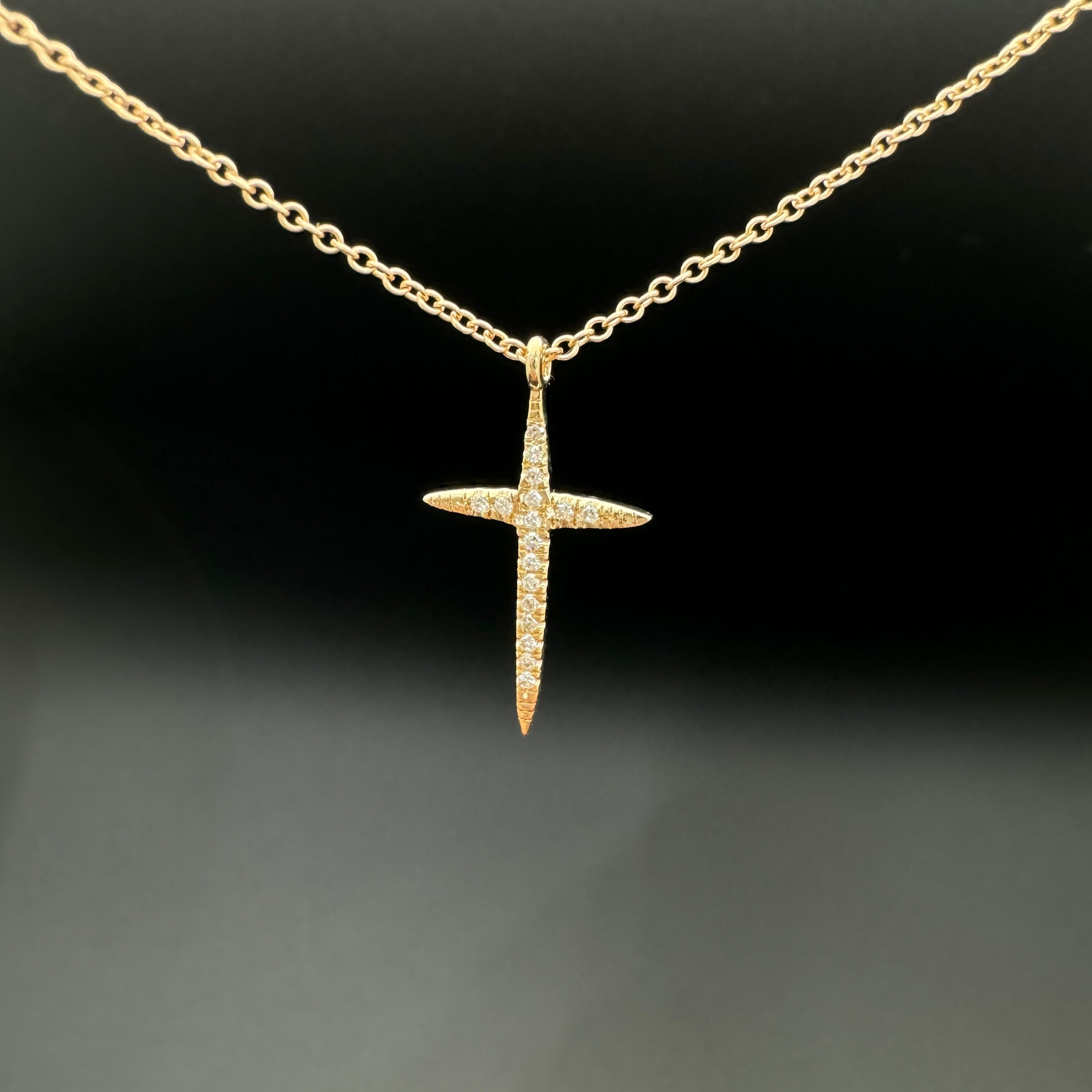 Diamond Cross Charm 12X20mm