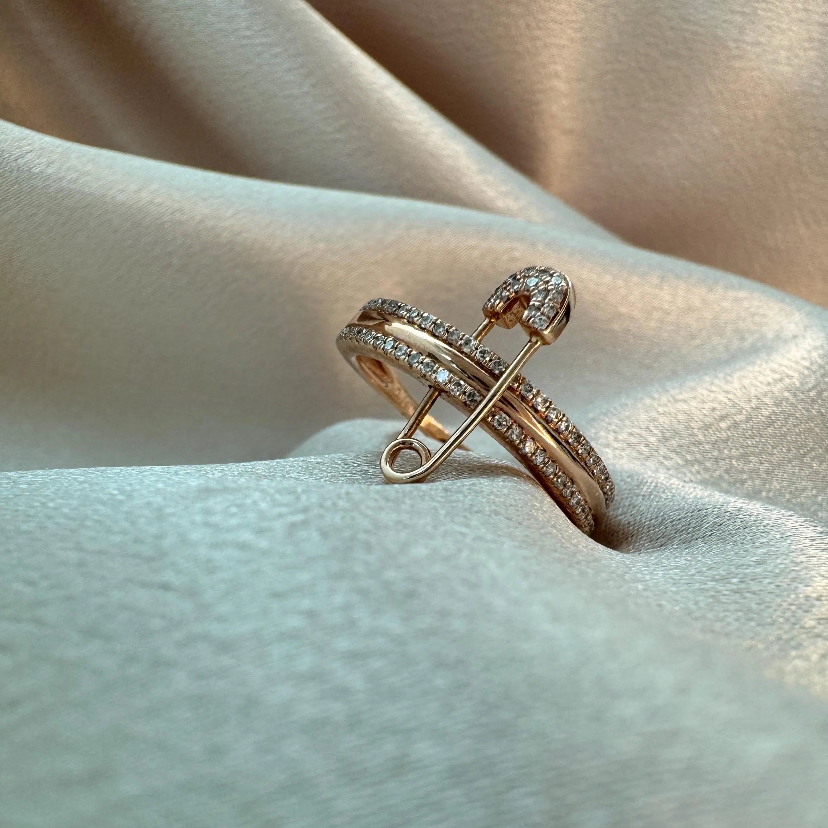 Diamond Safety Pin Ring-6.5