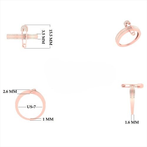 Diamond Safety Pin Ring-6.5