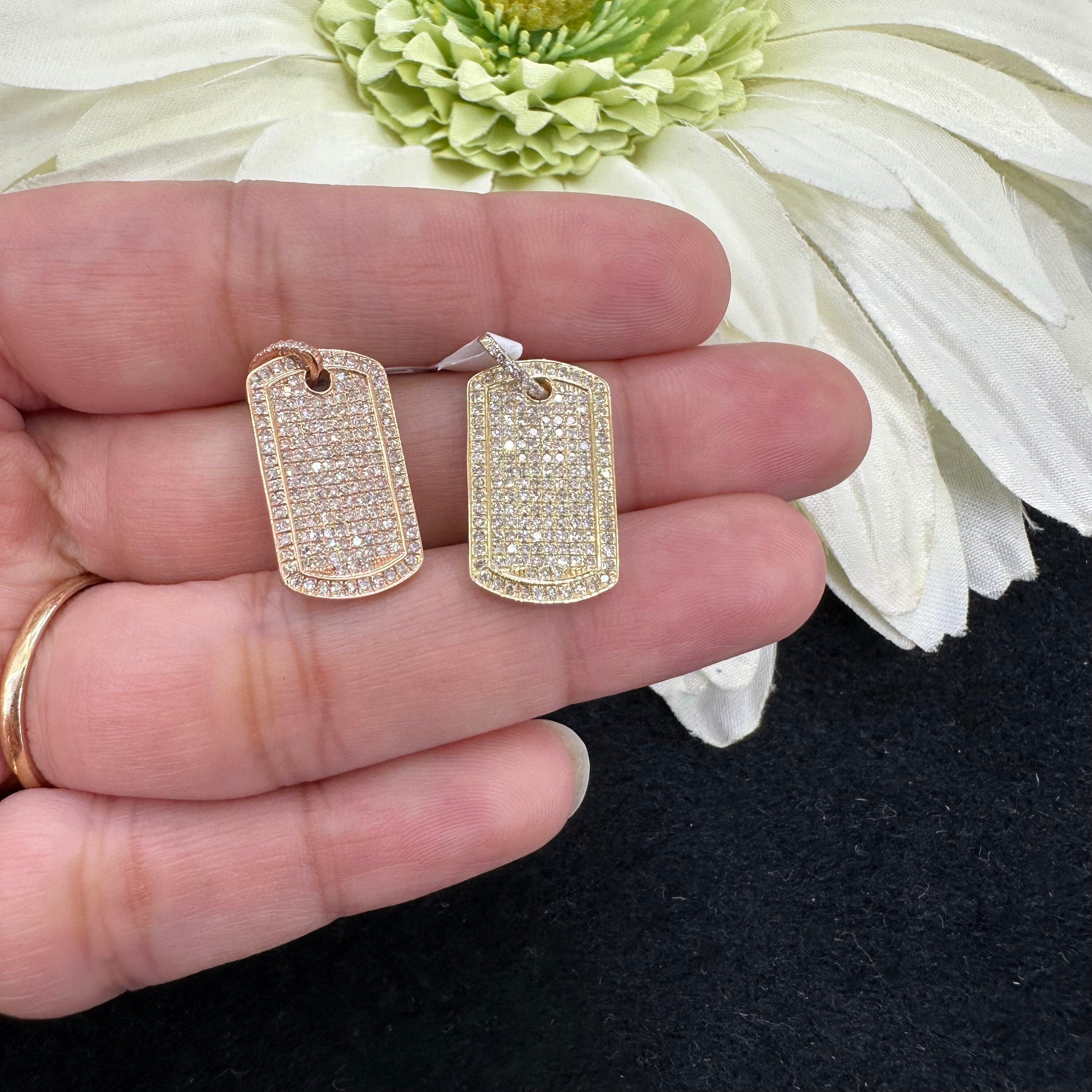 Diamond Dog Tag Pendant 19x11mm
