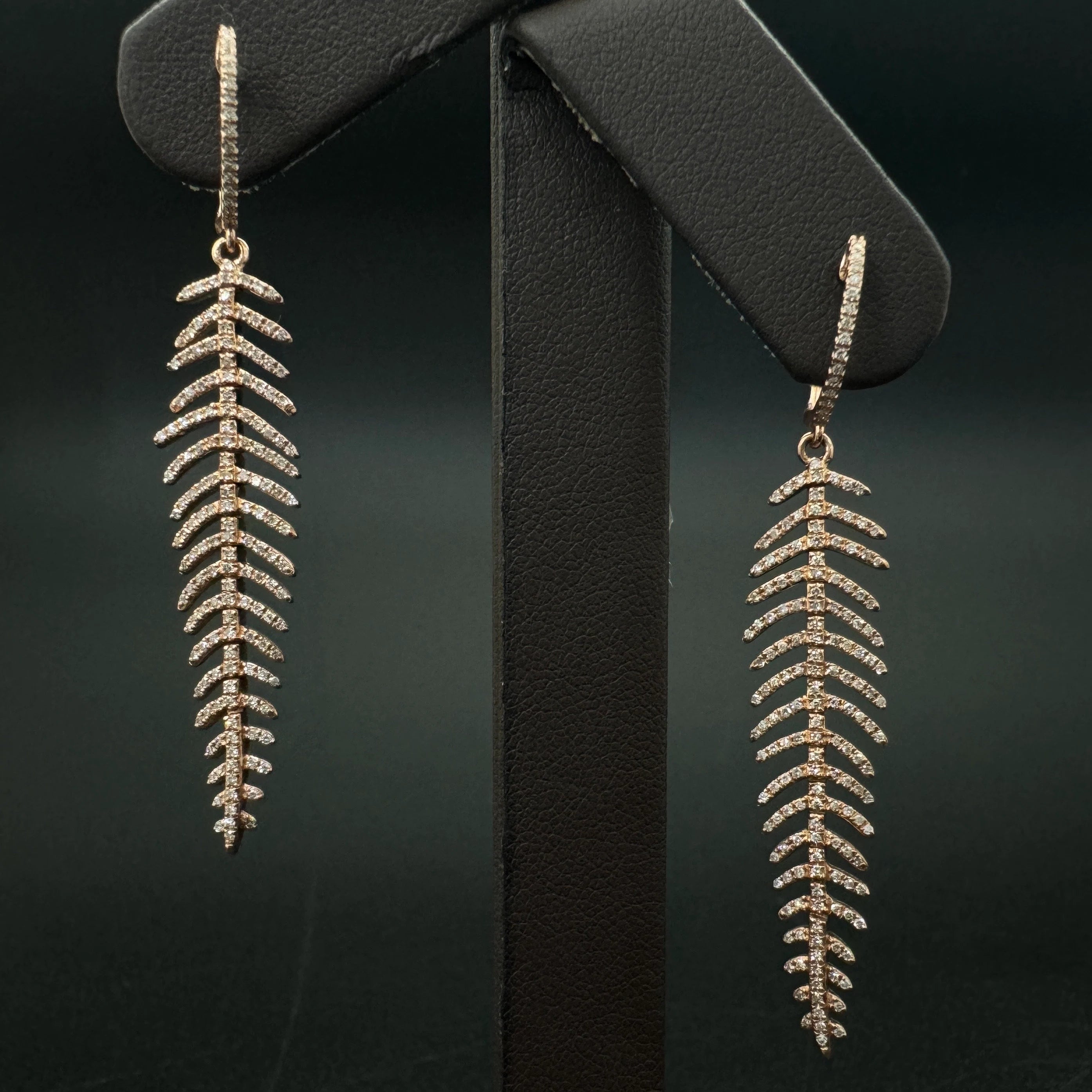 Diamond Leaf Earrings Flexible 45mm
