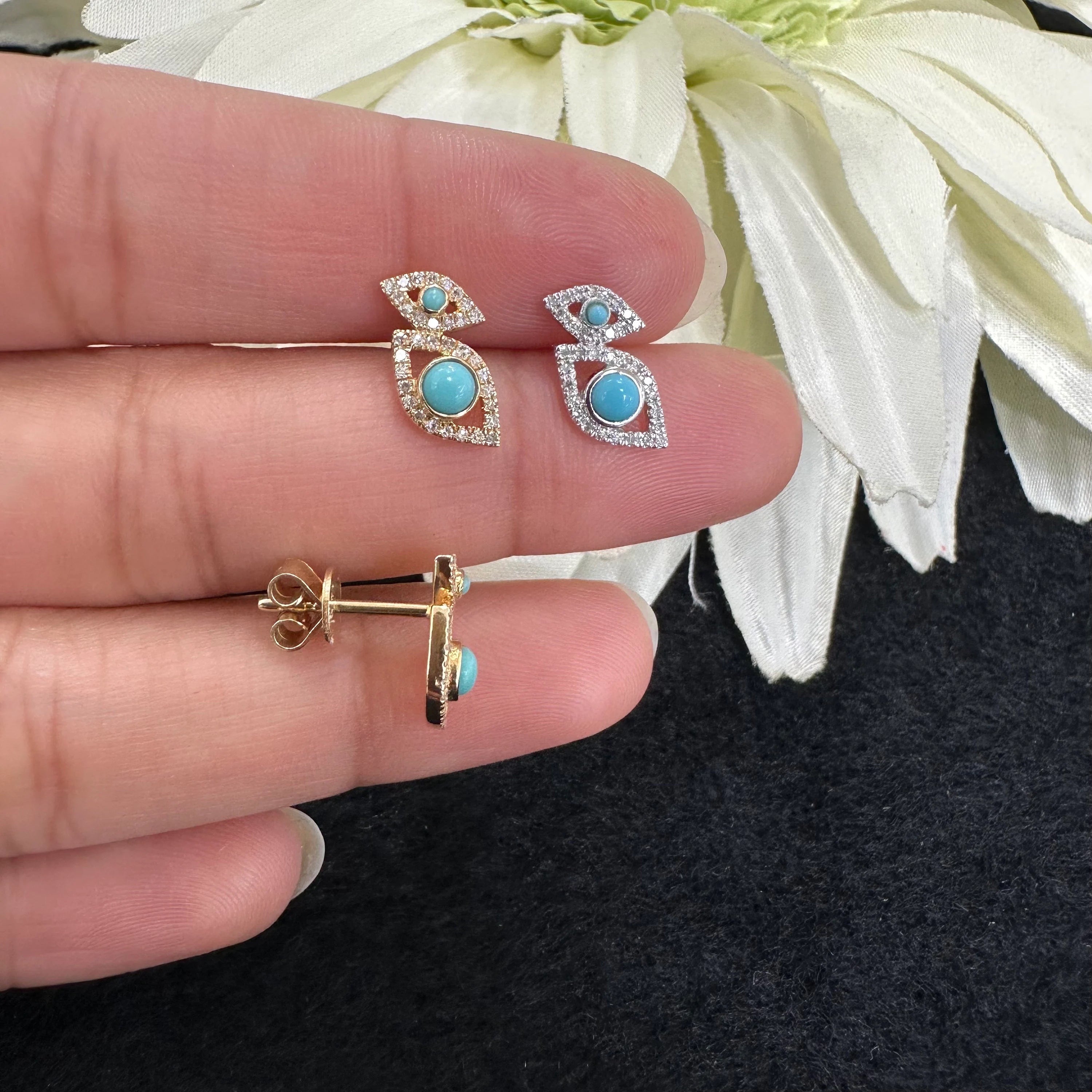 Diamond & Turquoise Eye Studs