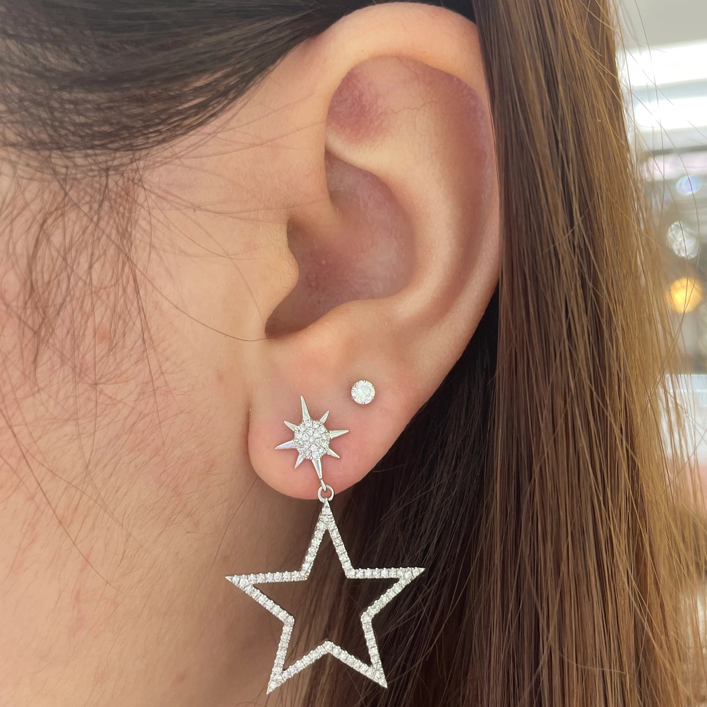 Diamond Star Frame Earrings