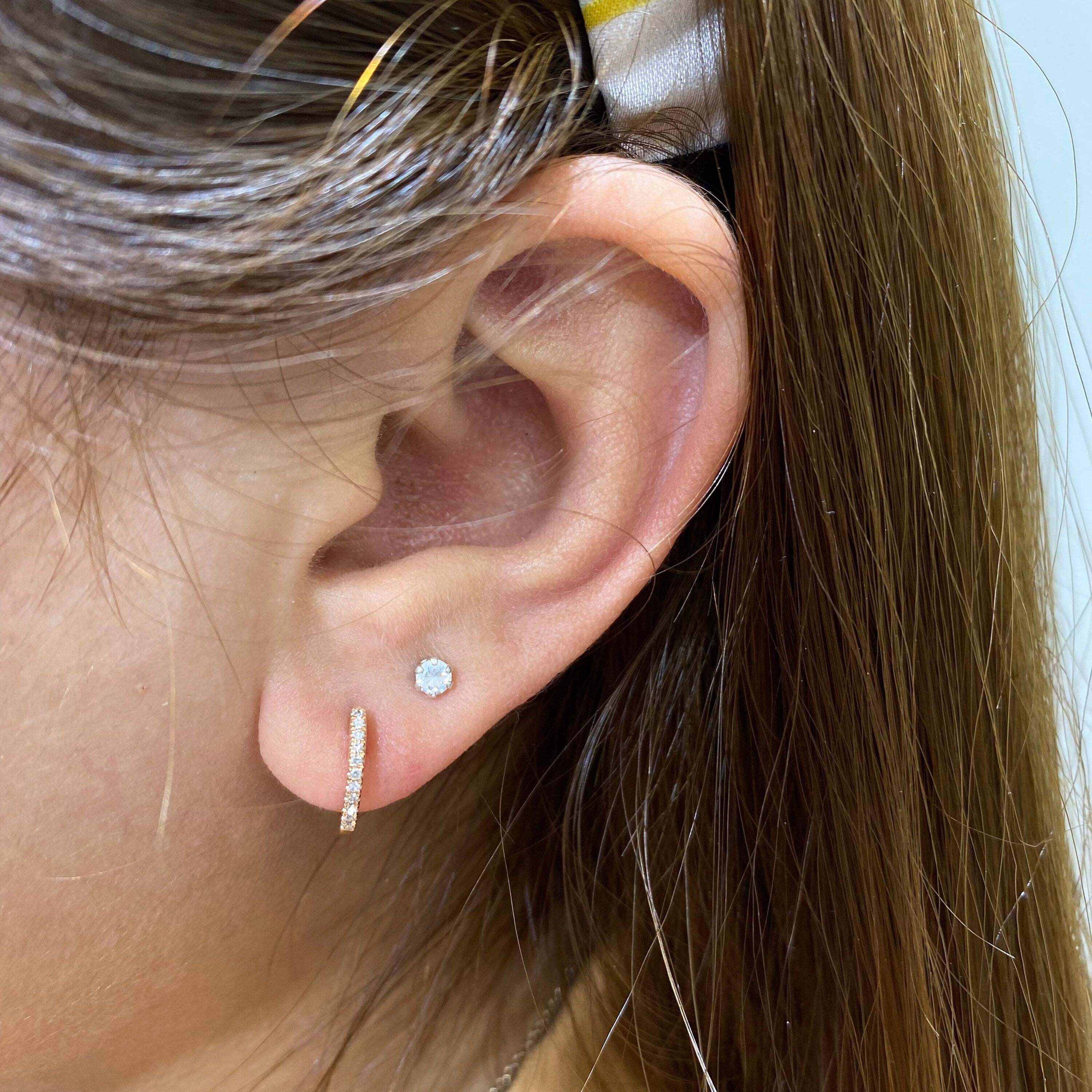 Diamond Studded Mini Hoops