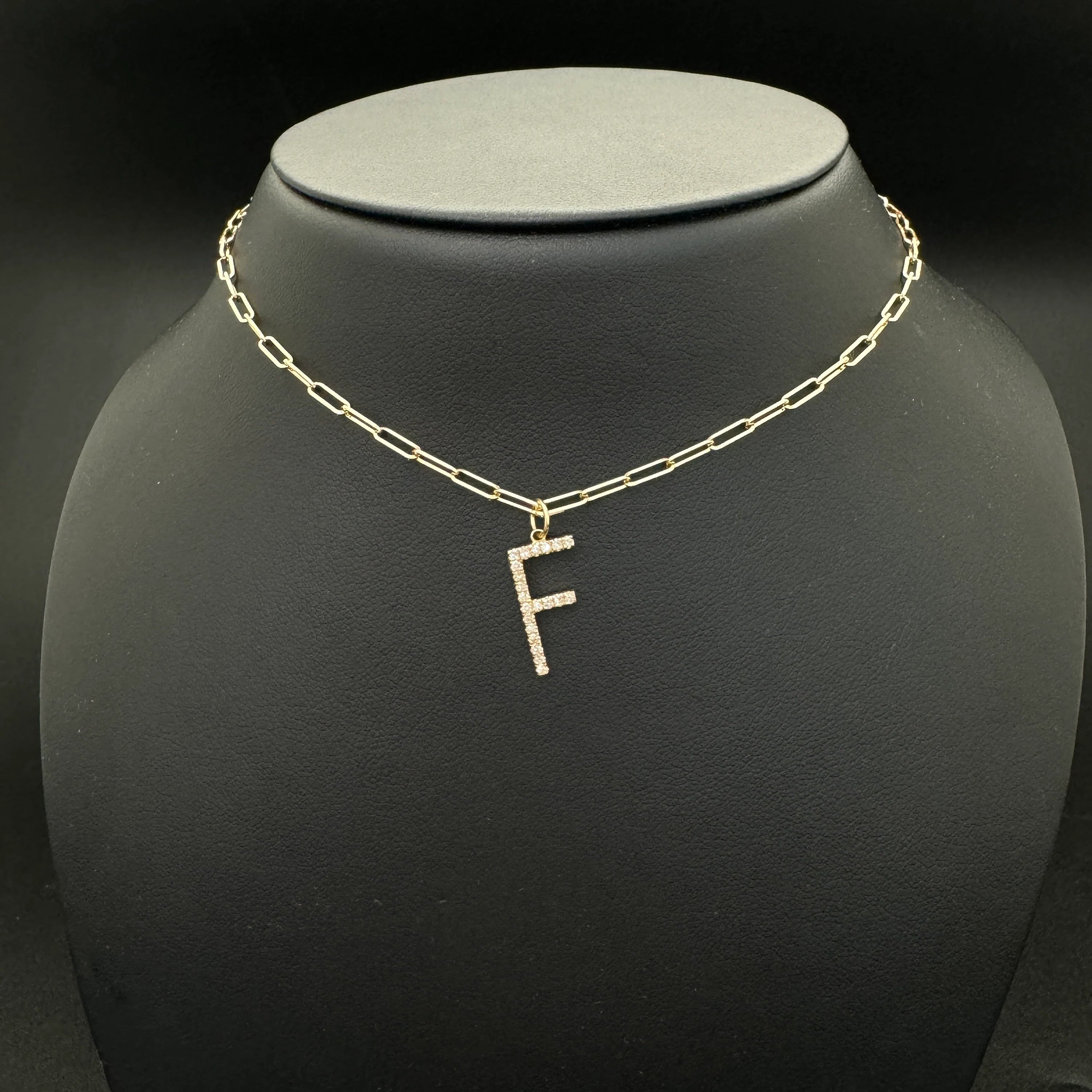 Diamond Initial pendant 15mm letter F