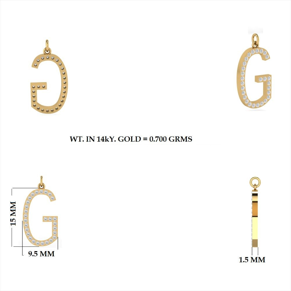 Diamond Initial Pendant Letter "G" 15mm