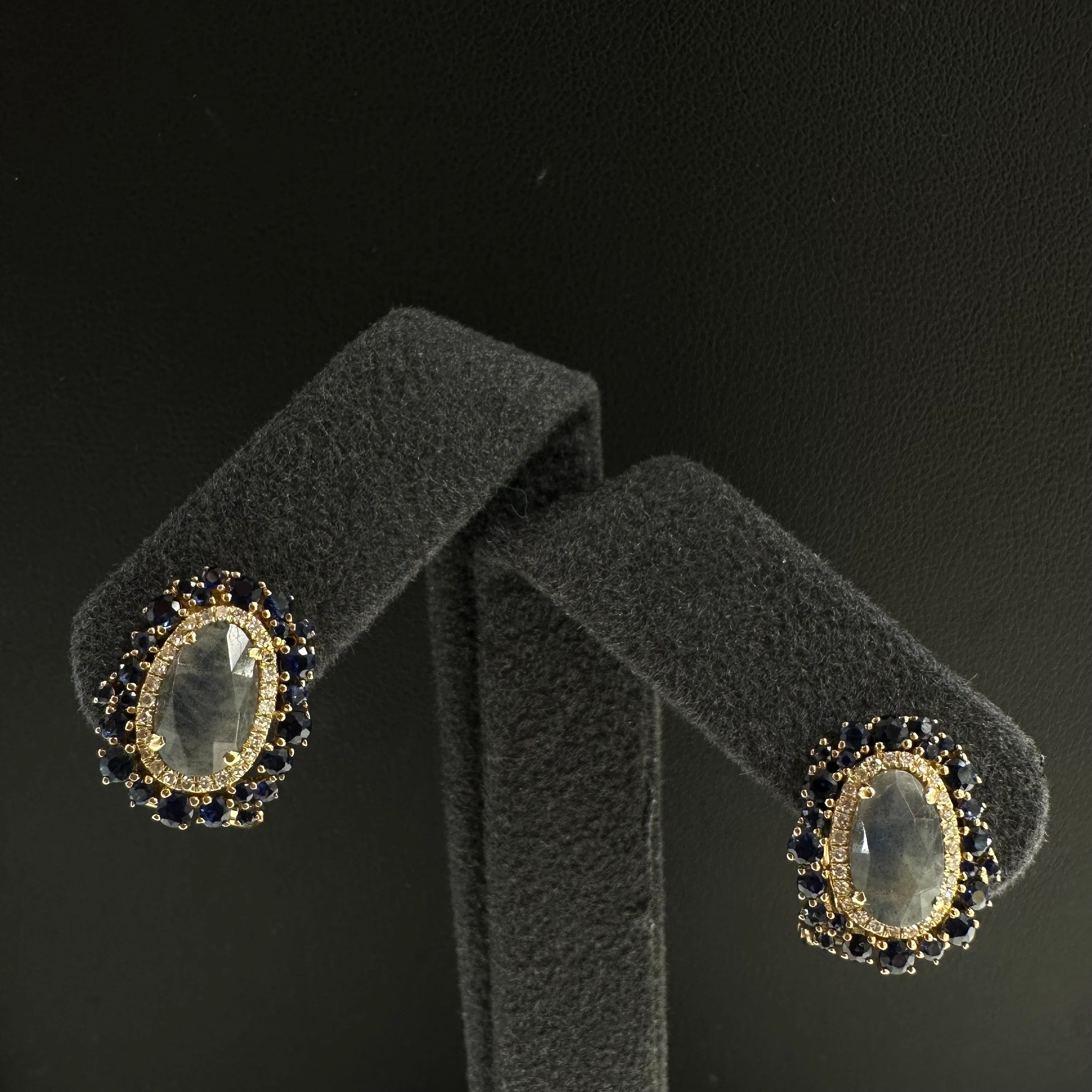 Diamond Multi Gemstone Ear Studs