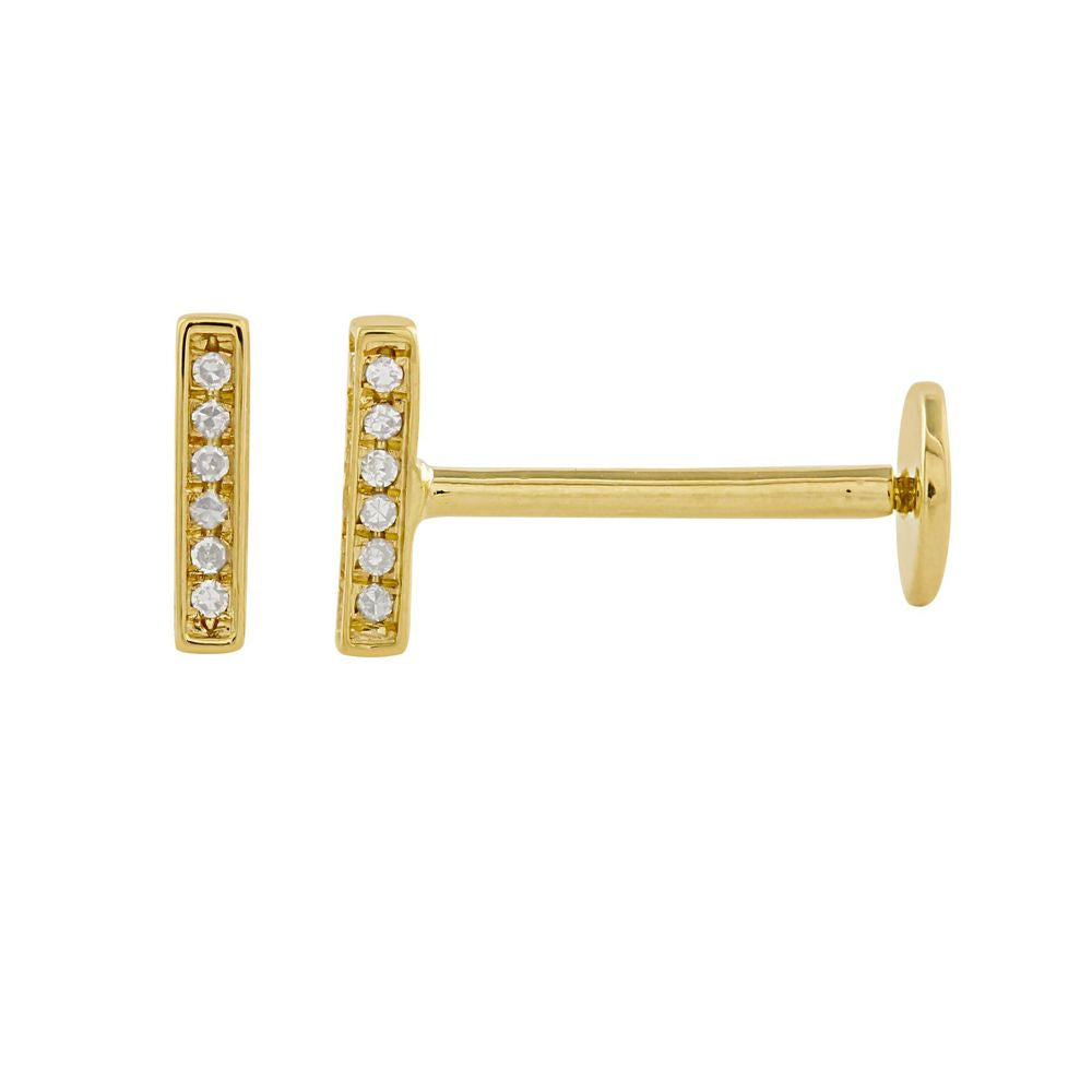 3D Diamond Bar Ear Studs