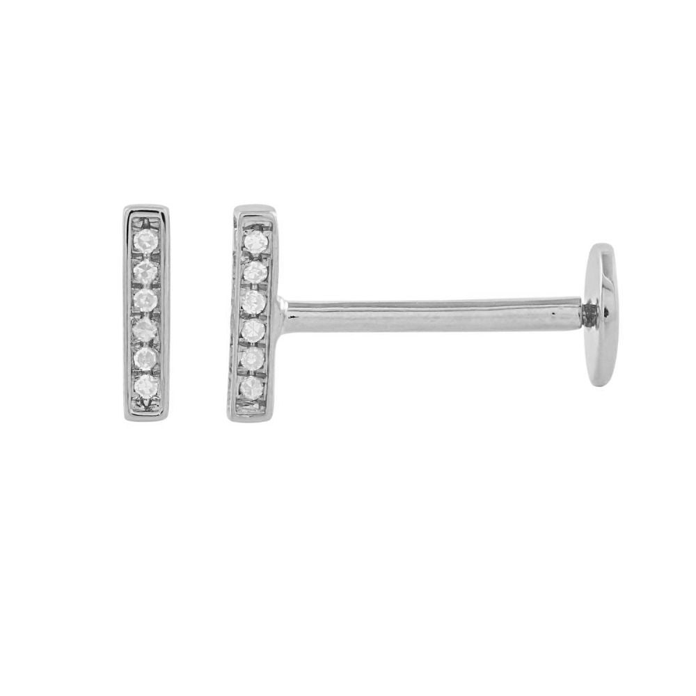3D Diamond Bar Ear Studs