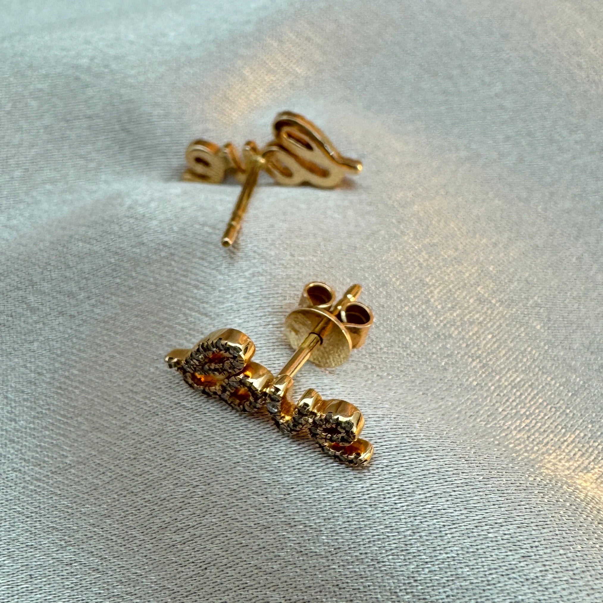 Diamond Love Studs 6.70X15.30mm