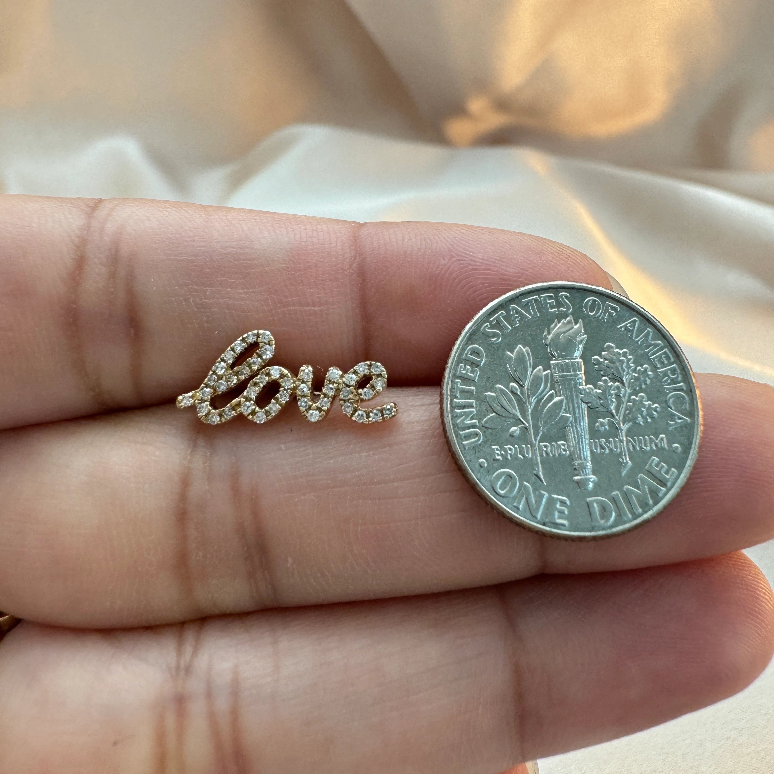 Diamond Love Studs 6.70X15.30mm
