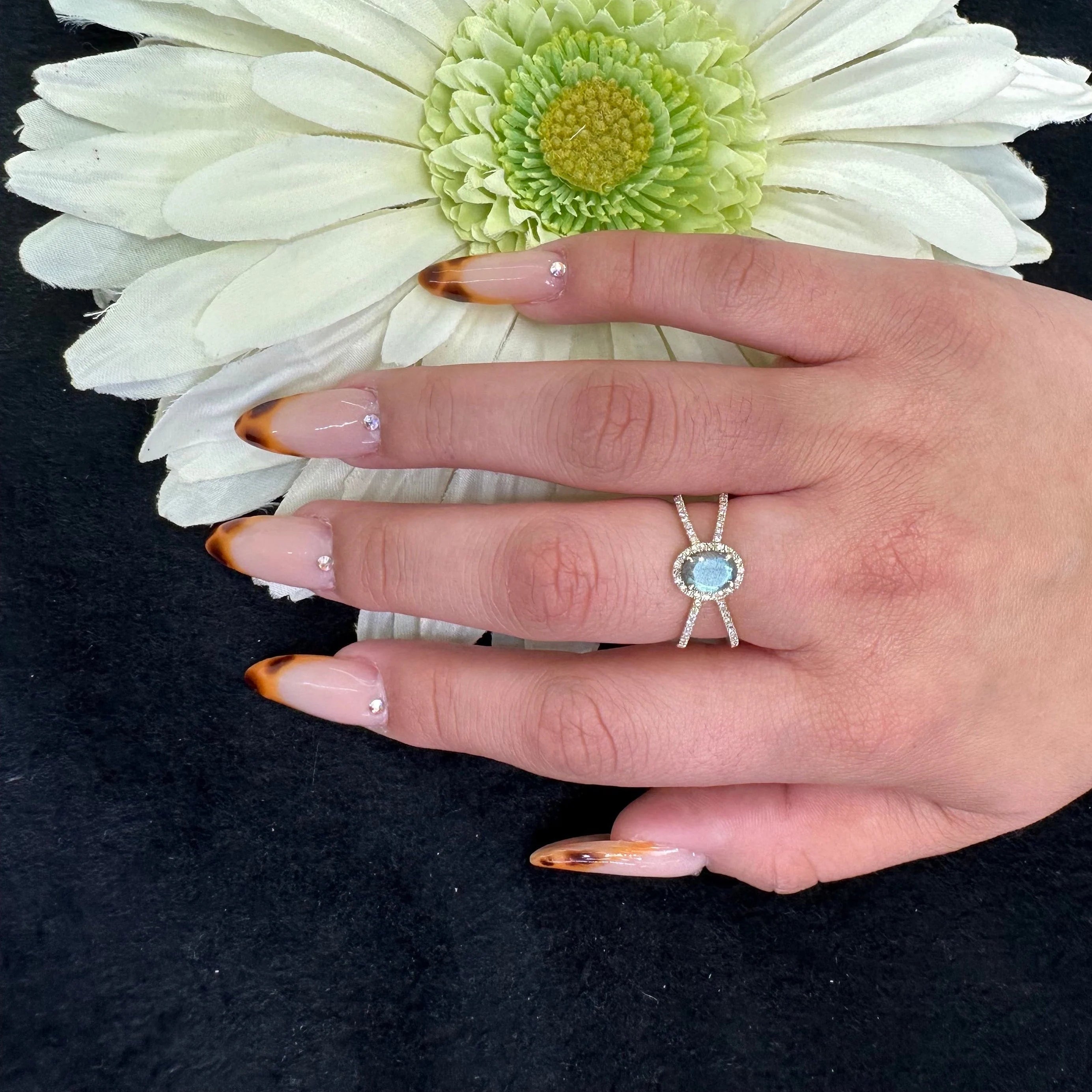 Diamond Labradorite Orbit Ring