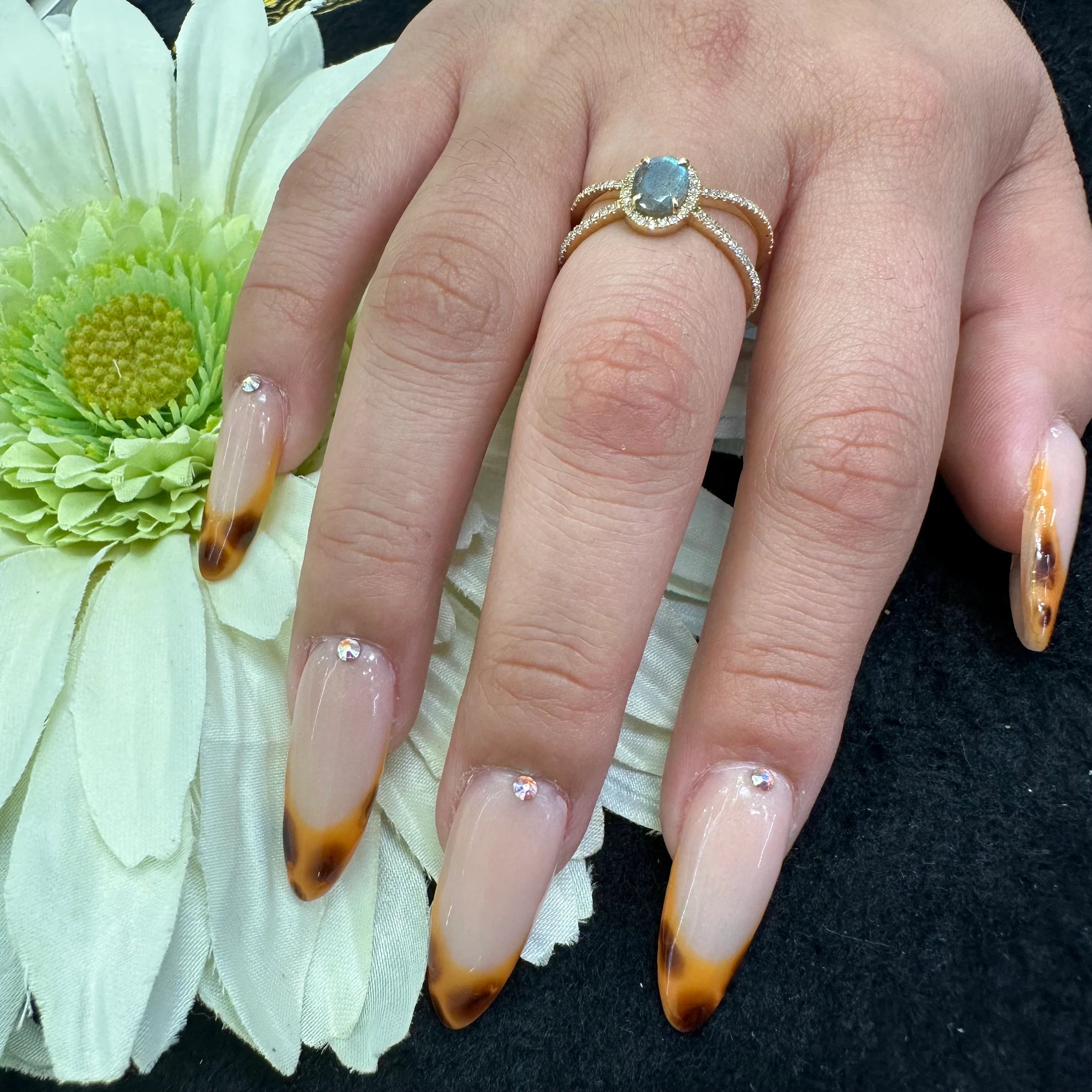 Diamond Labradorite Orbit Ring