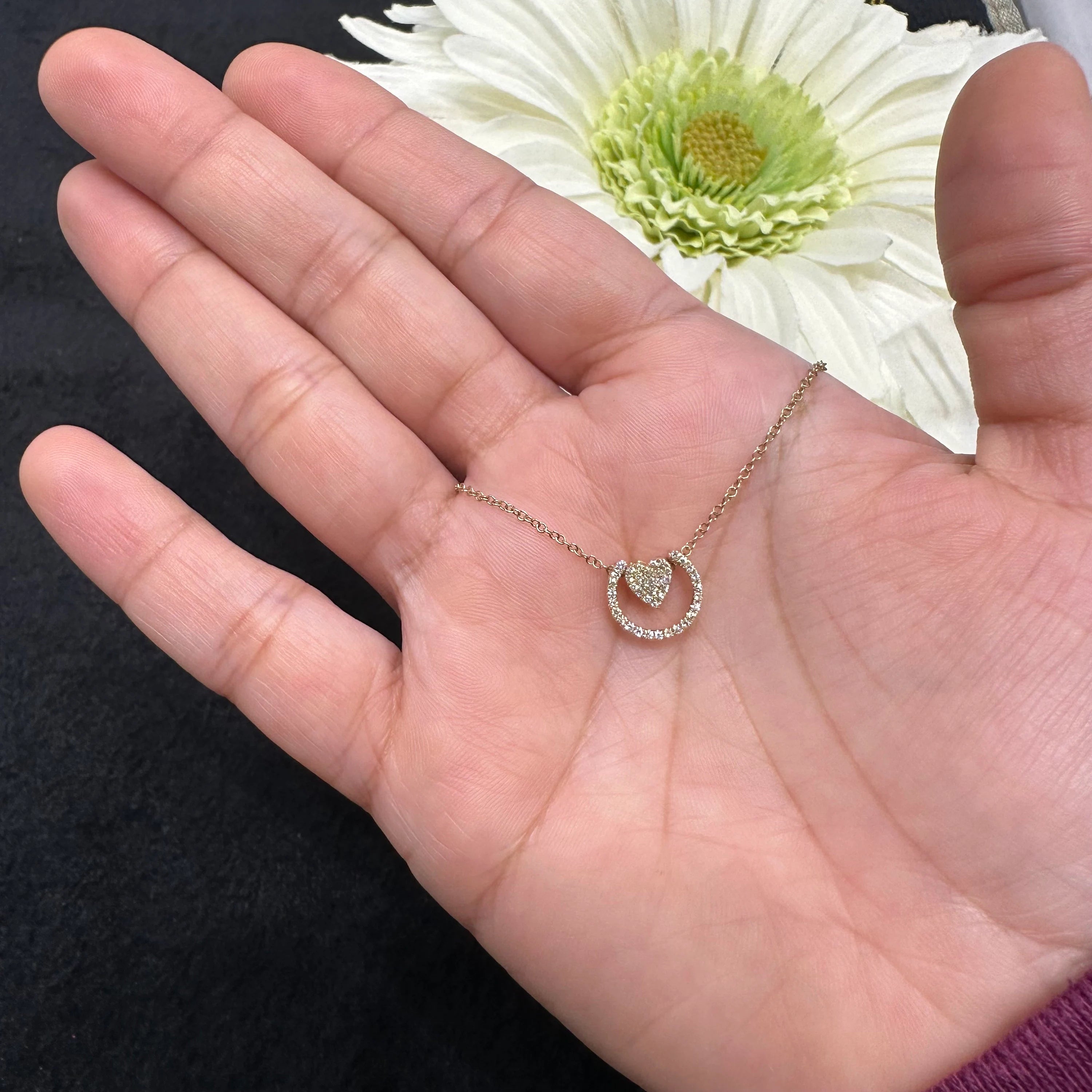 Diamond Ringed Heart Chain