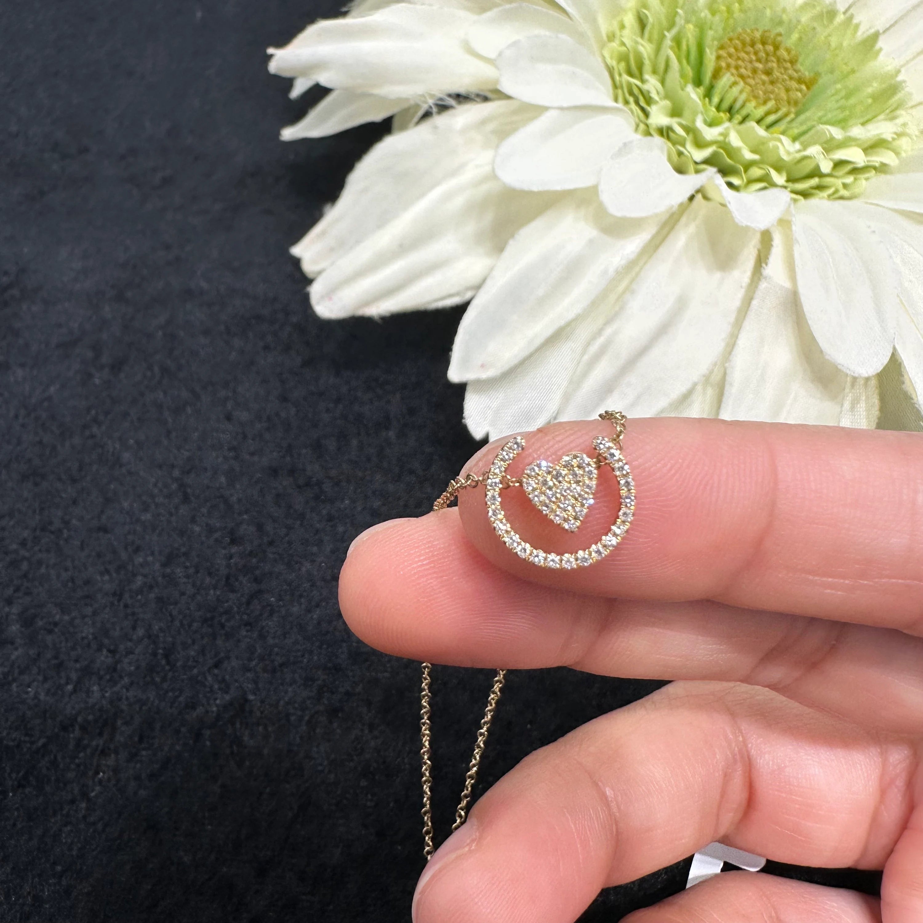 Diamond Ringed Heart Chain