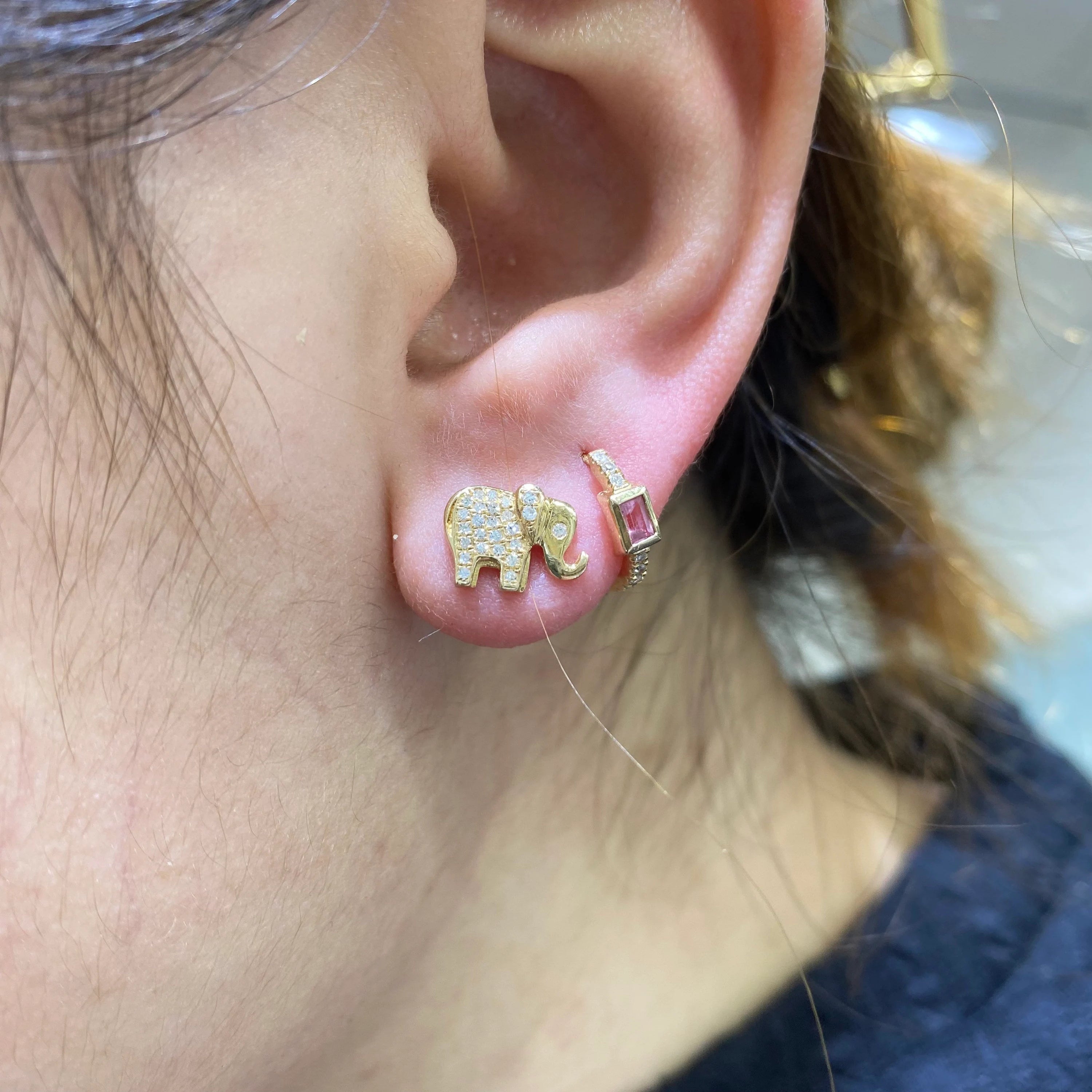 Diamond Elephant Studs
