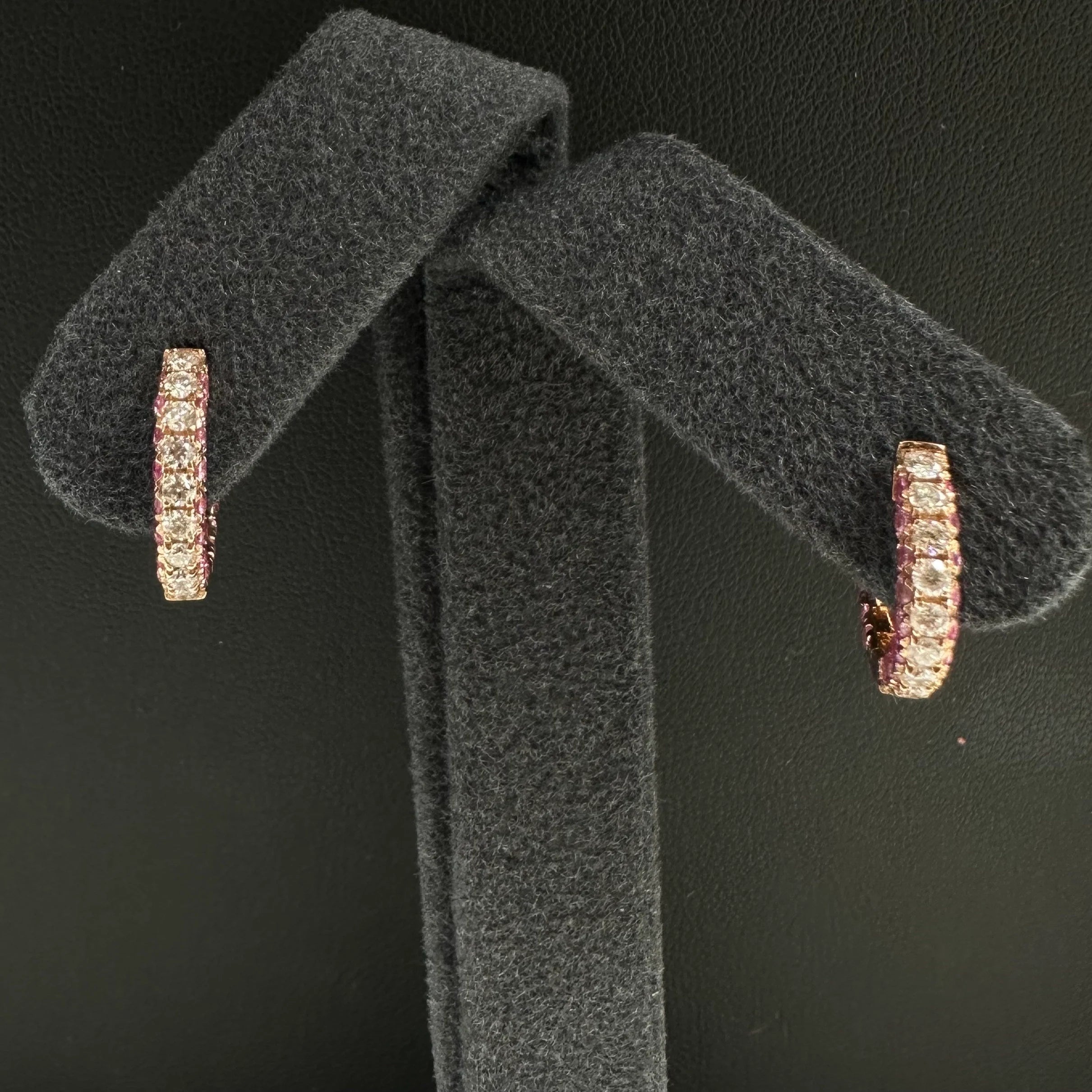 Diamond & Pink Sapphire Huggies
