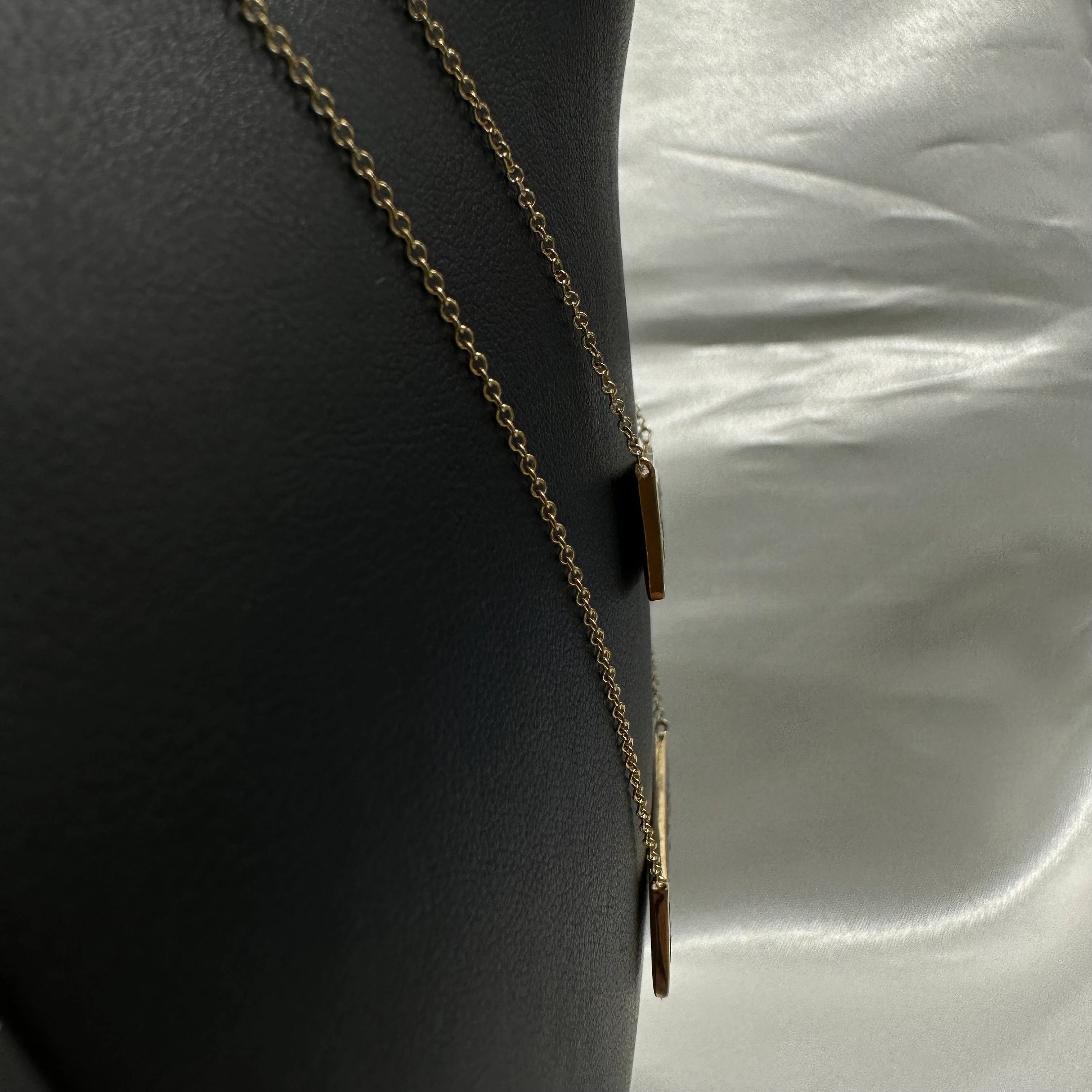 Black Enamel Five Charms Bar Necklace
