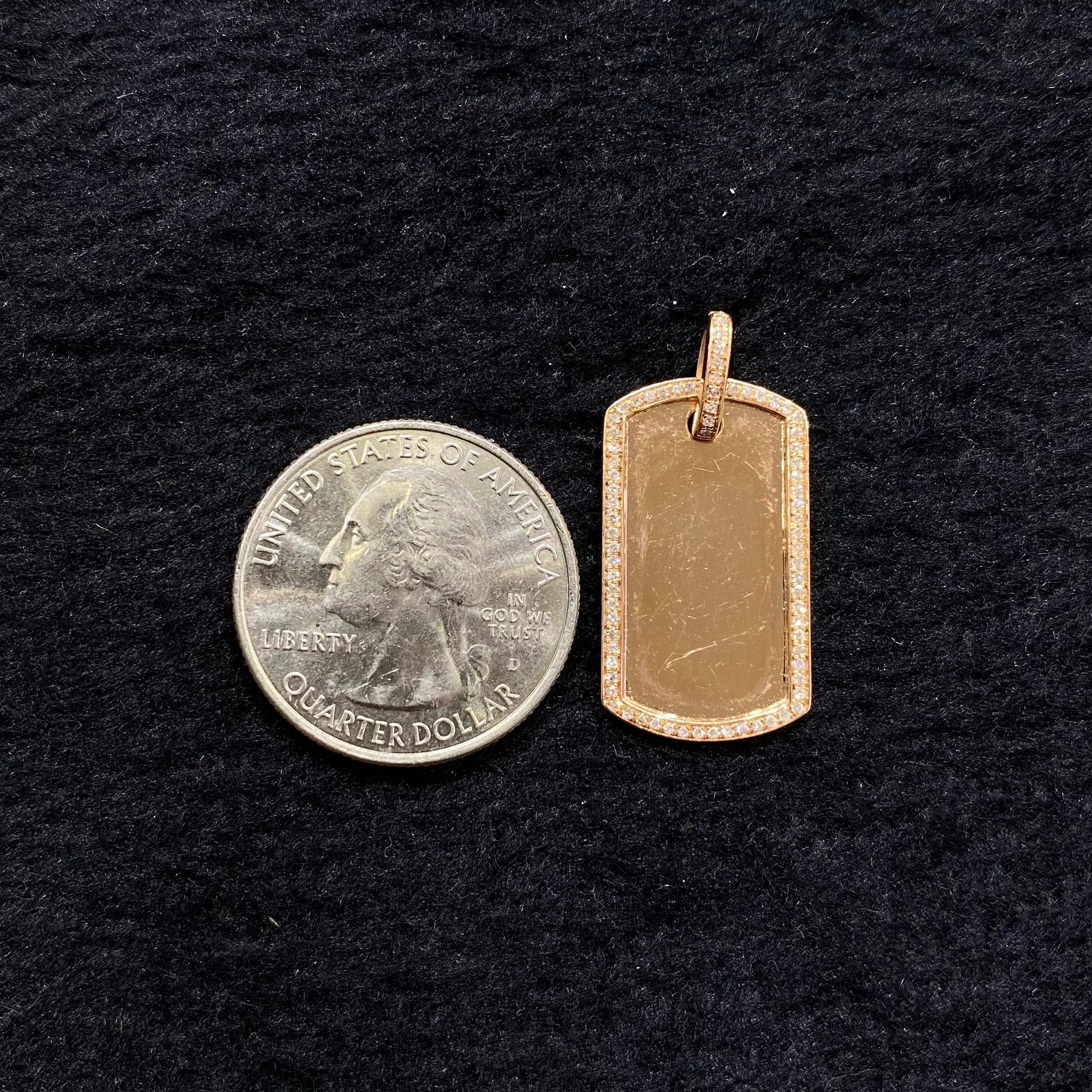 Diamond Framed Dog Tag Pendant