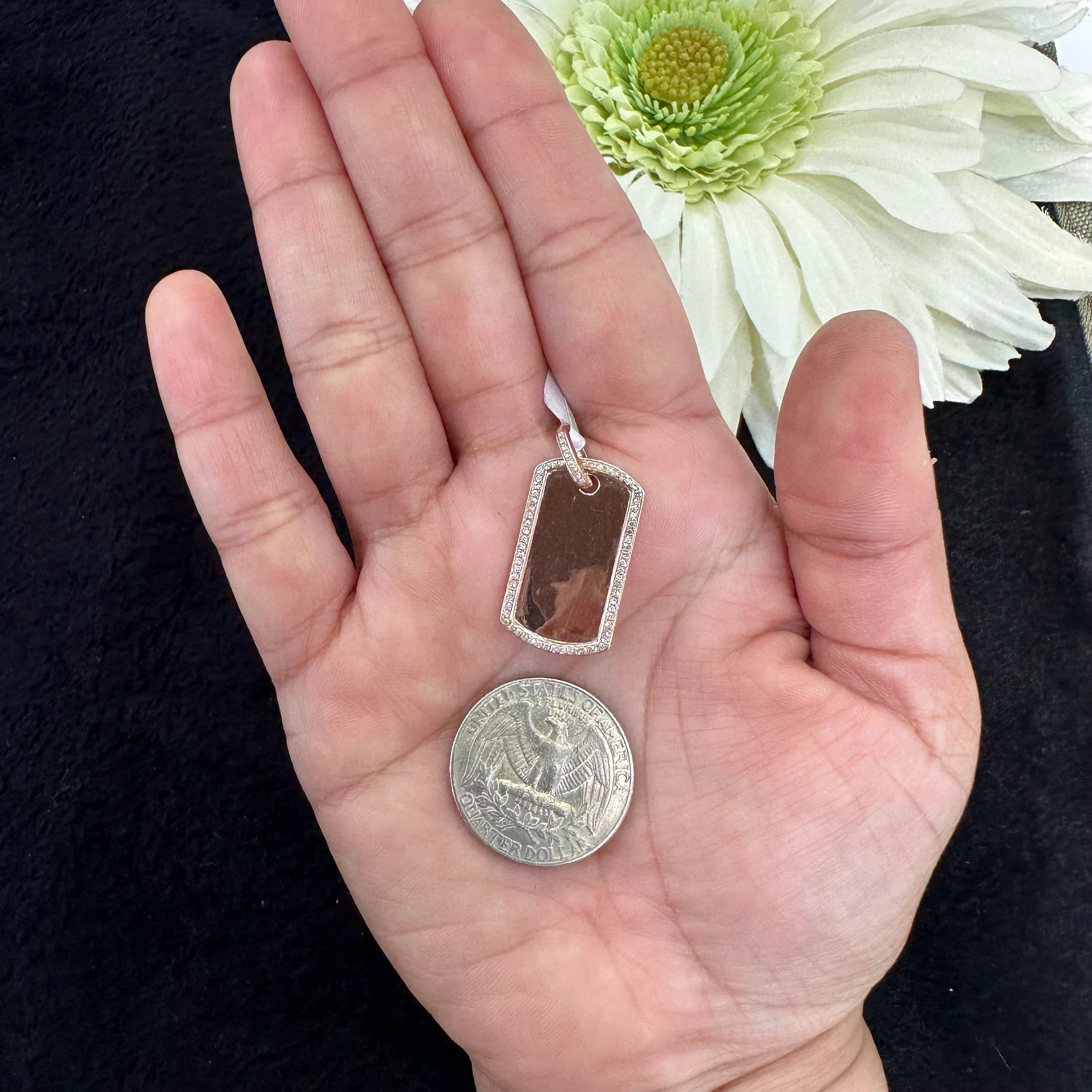 Diamond Framed Dog Tag Pendant