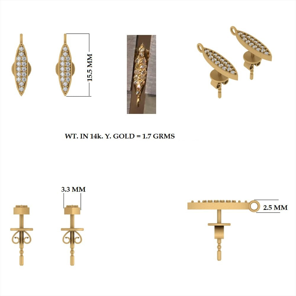 Diamond Leaf Stud Earrings