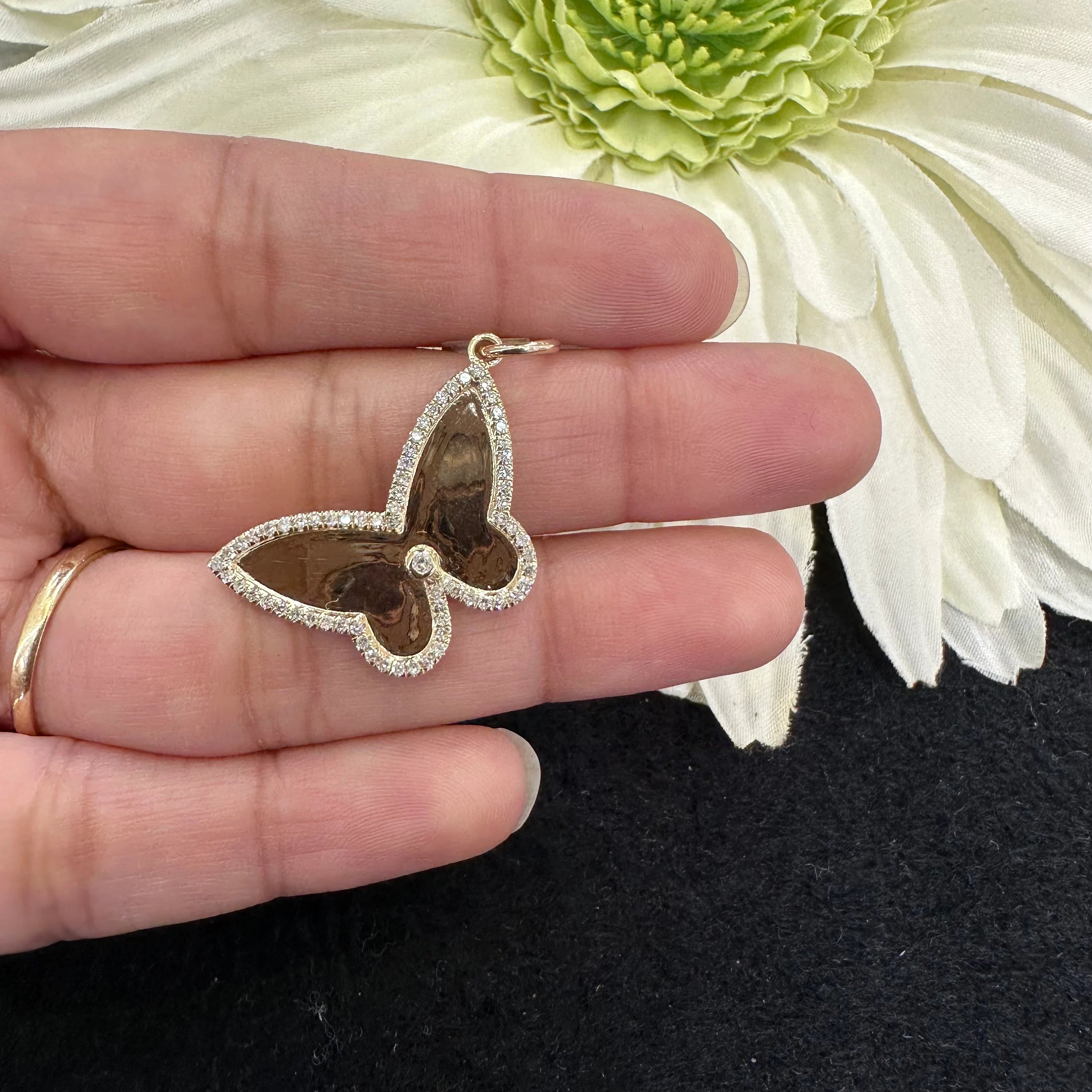 Diamond Framed Butterfly Pendant